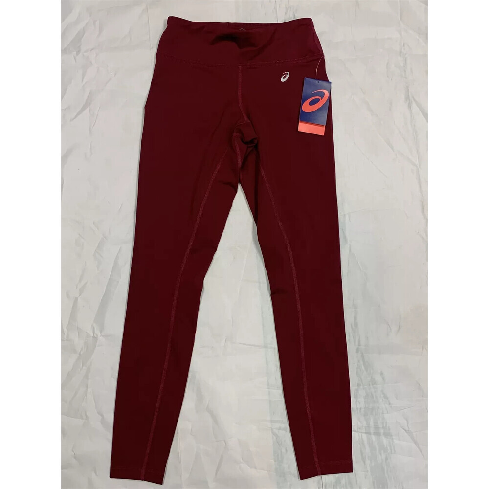 Asics WL3220-600 Leggings Women's Small Burgundy Stretch Elastic Waist APP916